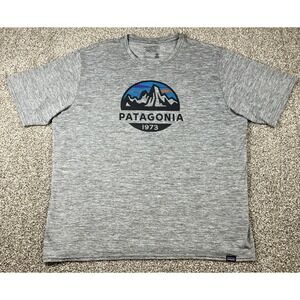 Patagonia Shirt Mens Large Gray Capilene Cool Daily Mountain Graphic T-Shirt Tee